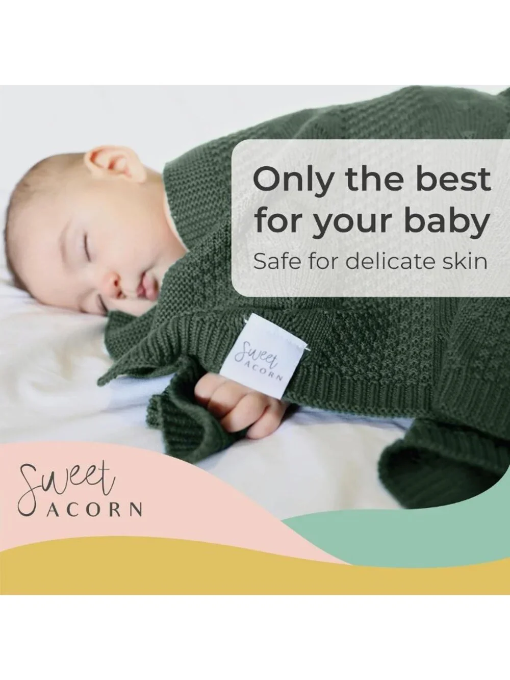 Elegant Knit Baby Blanket, Organic Cotton Crib & Stroller Blanket, Juniper Green